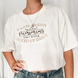 Custom Embroidered Farm Fresh Pumpkins Tee Shirt